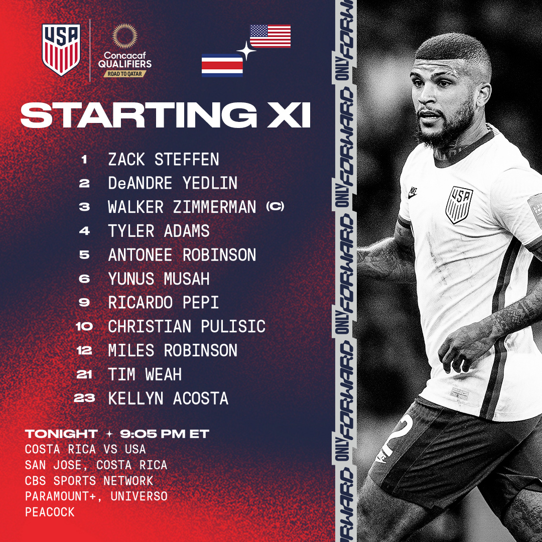 Jamaica vs. USA, 2022 World Cup qualifying: Time, TV schedule and lineups -  Stars and Stripes FC