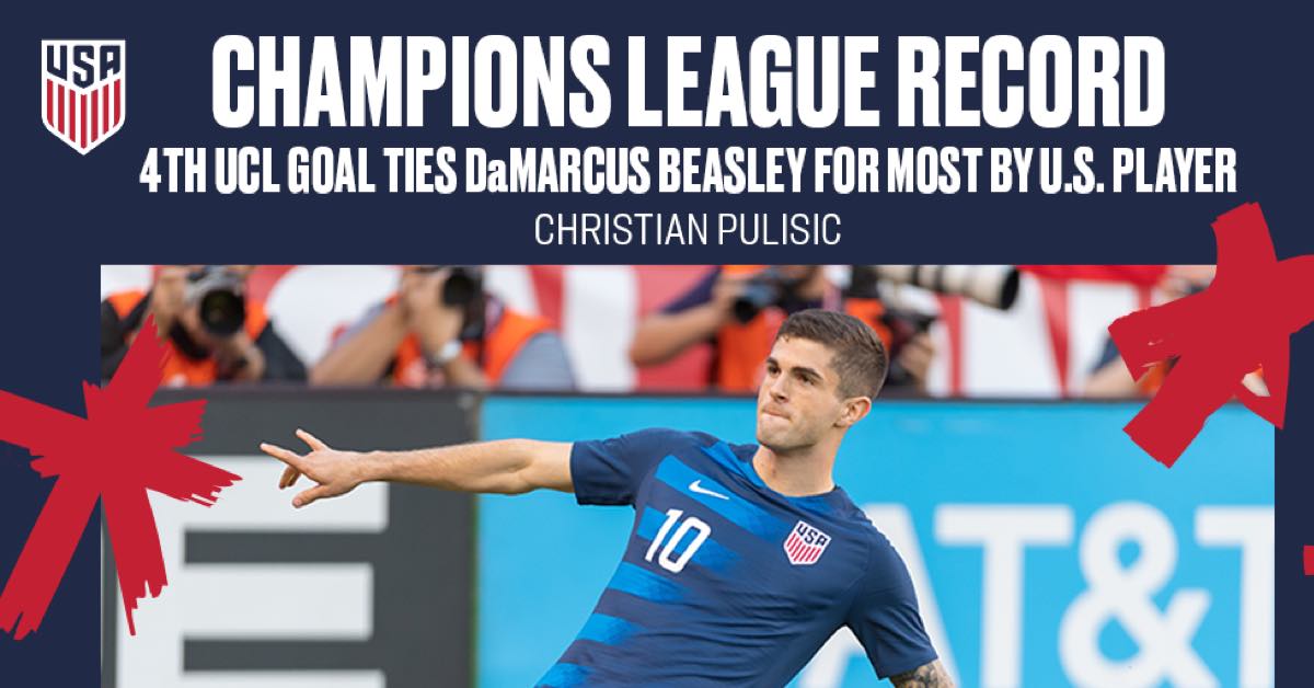Christian Pulisic Scores, Becomes USA’s Joint Goals Leader in Champions