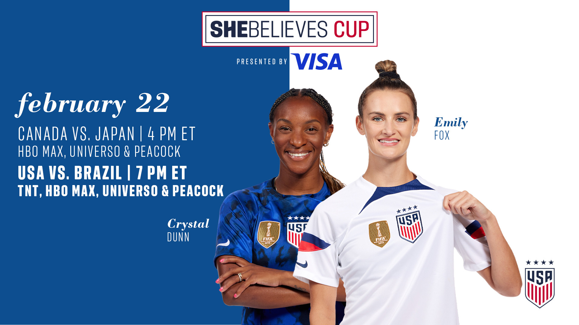 USWNT Faces Brazil For 2023 SheBelieves Cup, Presented By Visa Title U.S