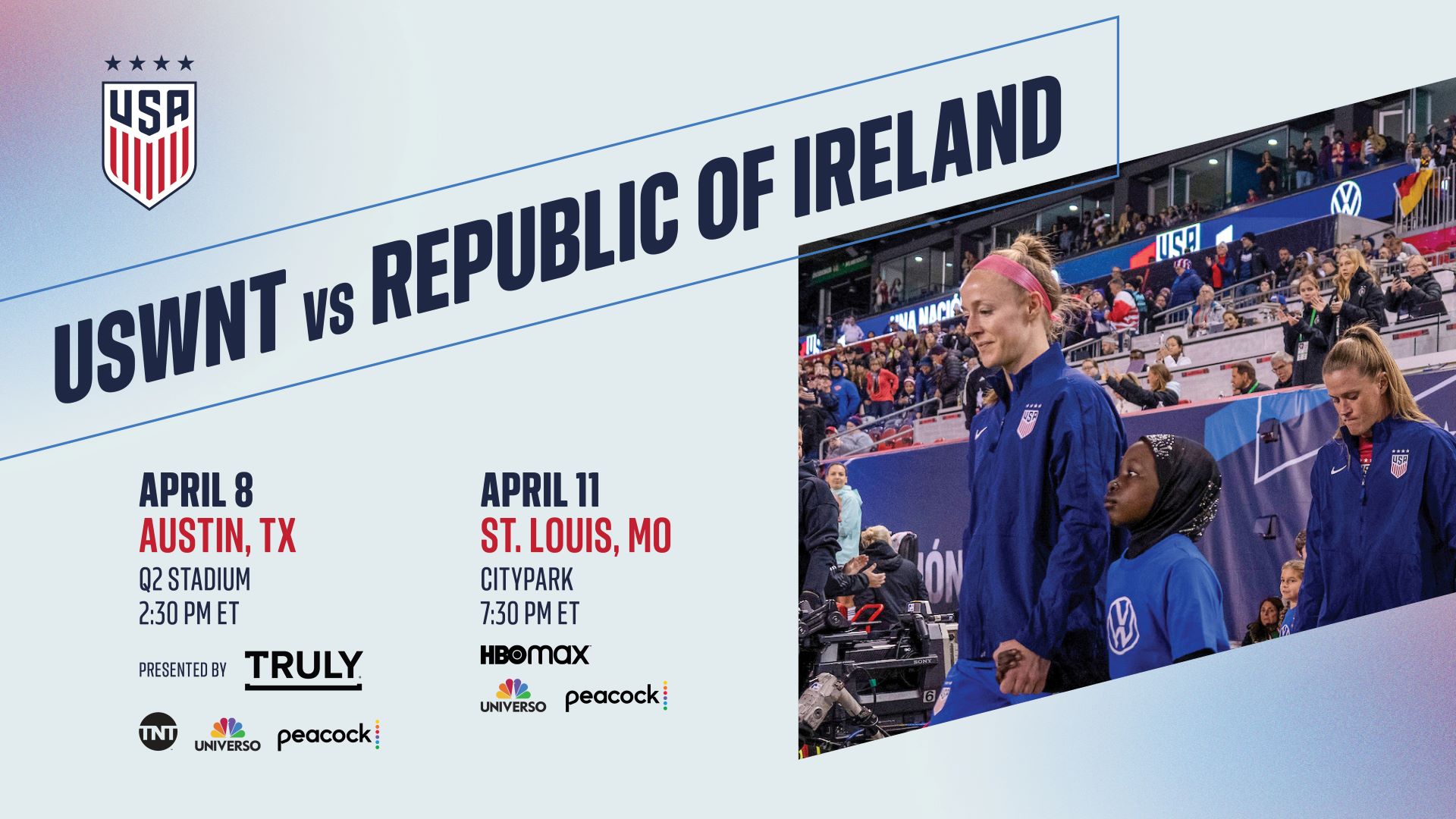 U.S. Womens National Team Will Face 2023 Womens World Cup Debutante Republic Of Ireland On April 8 In Austin, Texas Presented By Truly Hard Seltzer, And April 11 In St