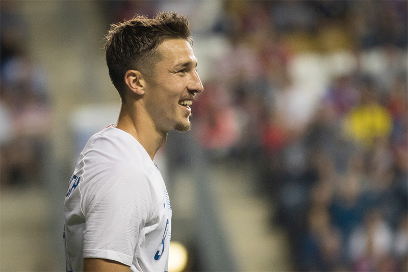 Andrija Novakovich during the U.S. Men's National Team's 3-0 win against Bolivia on May 28, 2018 in Chester, Pa.