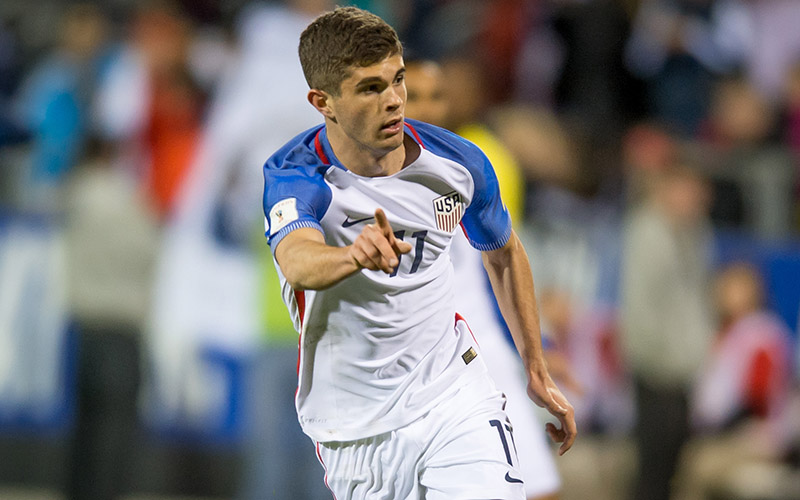 Christian Pulisic in his U.S. Men's National Team debut on March 29, 2016 vs. Guatemala