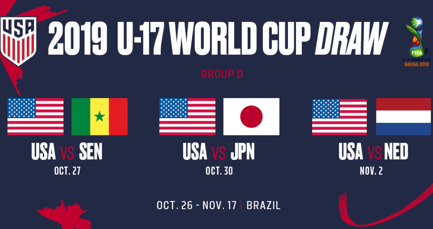 2019 U 17 World Cup Group Schedule Usa To Face Senegal Japan